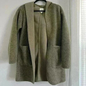 Joie Longline Borg Teddy Sherpa Hooded Open Front Fleece Lined Sweater/jacket